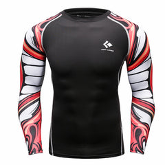 Muscle Men Compression Shirts Tight T-shirt Long Sleeves Thermal Under Top MMA Rashguard Fitness Base Layer Weight Lifting Wear