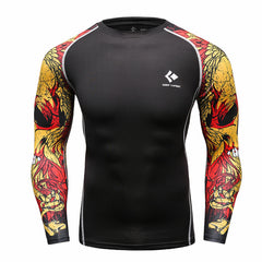 Muscle Men Compression Shirts Tight T-shirt Long Sleeves Thermal Under Top MMA Rashguard Fitness Base Layer Weight Lifting Wear