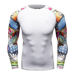 Muscle Men Compression Shirts Tight T-shirt Long Sleeves Thermal Under Top MMA Rashguard Fitness Base Layer Weight Lifting Wear