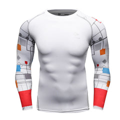 Muscle Men Compression Shirts Tight T-shirt Long Sleeves Thermal Under Top MMA Rashguard Fitness Base Layer Weight Lifting Wear