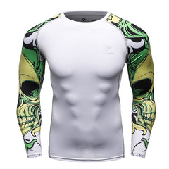 Muscle Men Compression Shirts Tight T-shirt Long Sleeves Thermal Under Top MMA Rashguard Fitness Base Layer Weight Lifting Wear