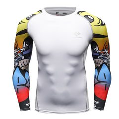 Muscle Men Compression Shirts Tight T-shirt Long Sleeves Thermal Under Top MMA Rashguard Fitness Base Layer Weight Lifting Wear