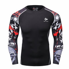 Muscle Men Compression Shirts Tight T-shirt Long Sleeves Thermal Under Top MMA Rashguard Fitness Base Layer Weight Lifting Wear