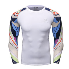 Muscle Men Compression Shirts Tight T-shirt Long Sleeves Thermal Under Top MMA Rashguard Fitness Base Layer Weight Lifting Wear