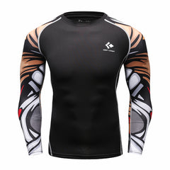 Muscle Men Compression Shirts Tight T-shirt Long Sleeves Thermal Under Top MMA Rashguard Fitness Base Layer Weight Lifting Wear