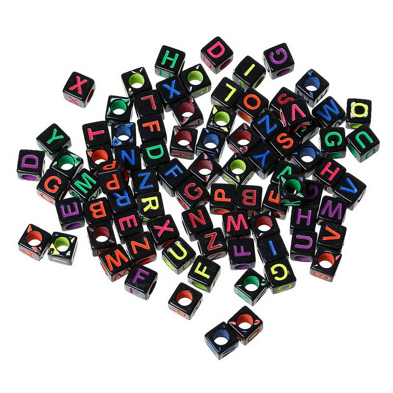 MJARTORIA 500PCs Beads Mixed Acrylic Letter/ Alphabet Cube Beads Spacer Beads For Jewelry Making DIY Jewelry Findings 6x6mm