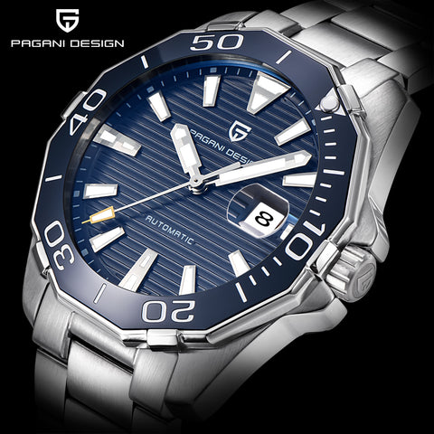 PAGANI DESIGN Men's Classic Diving Series Mechanical Watches Waterproof Steel Stainless Brand Luxury Watch Men Relogio Masculino