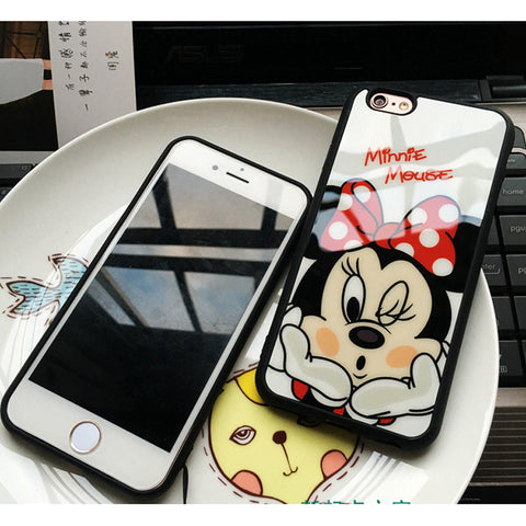 Luxury Cute Minnie Mickey Acrylic mirror Case for iPhone 5s Cases 5 6 6s Plus Cover for iphone 7 Case for iPhone 7 plus cases 10