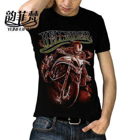 New Arrived 2017 Summer t-shirt Creative Men 3d Printed Motorcycle Skull T Shirt Men's Wear MMA Hip Hop HELL RIDER tshirt