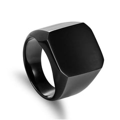 New Fashion Square Big Width Signet Rings Fashion man Finger Silver Men Ring Titanium Steel Jewelry