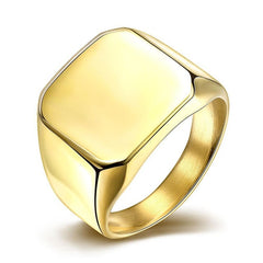 New Fashion Square Big Width Signet Rings Fashion man Finger Silver Men Ring Titanium Steel Jewelry