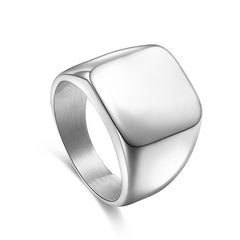 New Fashion Square Big Width Signet Rings Fashion man Finger Silver Men Ring Titanium Steel Jewelry