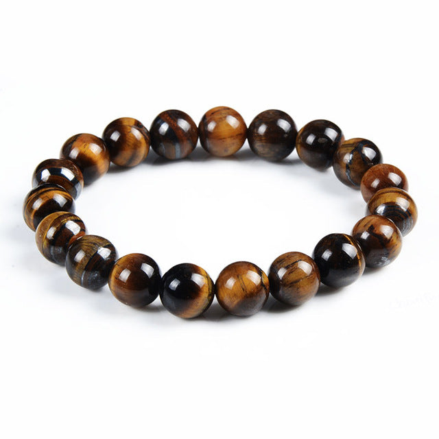 Chanfar 10mm White Howlite Tiger Eye Lava Crystal Natural Stone Beaded Bracelet For Women Men Jewelry