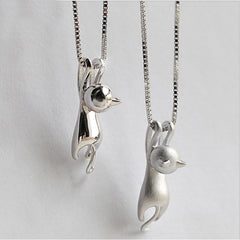 Lovely Silver Plated Cat Necklace Tiny Cute Cat Pendants Odd Fancy for women girls fashion Jewelry Charm Pendant Necklace