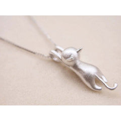 Lovely Silver Plated Cat Necklace Tiny Cute Cat Pendants Odd Fancy for women girls fashion Jewelry Charm Pendant Necklace