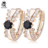 ORSA JEWELS Classical Women Gold-color Earring with 14 Pieces Clear/Black Cubic Zirconia Stud Earrings for Pierced Ear OME29