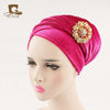 New women luxury hijab velvet Turban Head Wrap Extra Long  velour tube Headwrap Scarf Tie with jewelry  brooch