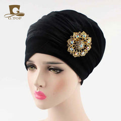 New women luxury hijab velvet Turban Head Wrap Extra Long  velour tube Headwrap Scarf Tie with jewelry  brooch