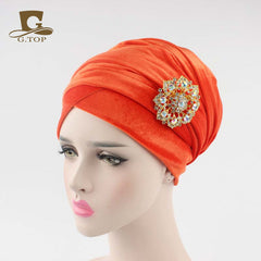 New women luxury hijab velvet Turban Head Wrap Extra Long  velour tube Headwrap Scarf Tie with jewelry  brooch