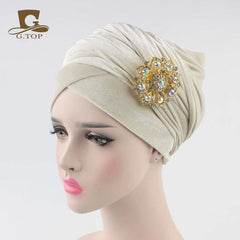 New women luxury hijab velvet Turban Head Wrap Extra Long  velour tube Headwrap Scarf Tie with jewelry  brooch