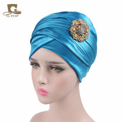 New women luxury hijab velvet Turban Head Wrap Extra Long  velour tube Headwrap Scarf Tie with jewelry  brooch