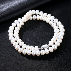 PAG&MAG Brand 7-8mm Natural Freshwater Pearl Necklace Single Necklace for Women High Brightness Pearl Beaded Chocker Wholesale