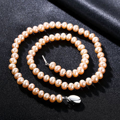 PAG&MAG Brand 7-8mm Natural Freshwater Pearl Necklace Single Necklace for Women High Brightness Pearl Beaded Chocker Wholesale