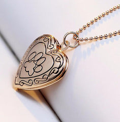 SUTEYI Photo Frame Memory Locket Pendant Necklace Silver/Gold Color Mother's Day Gift Pet Cat Dog Paw Footprint Pendant Jewelry