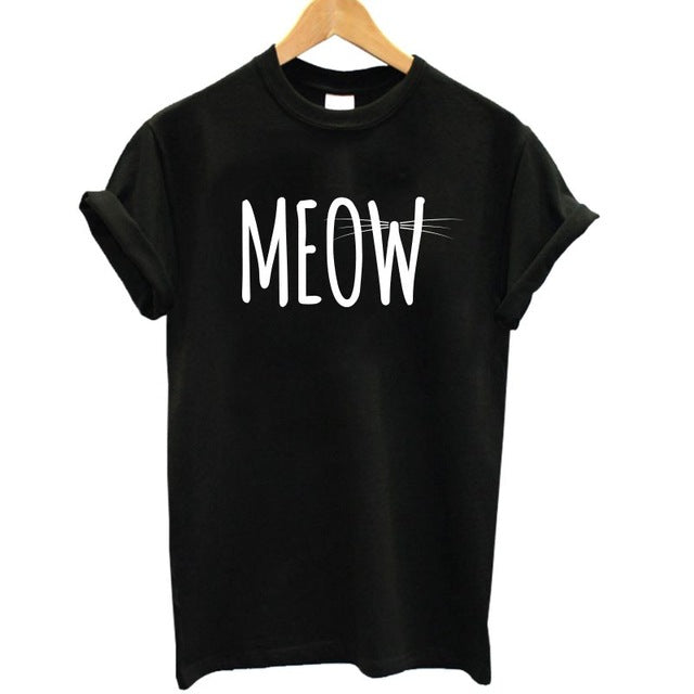 THE COOLMIND 100% Cotton Meow CAT Print Women T-shirt Short Sleeve BEST FRIEND T Shirt 2017 Hot Sale Lovely Cat Tops Tshirt