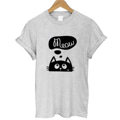 THE COOLMIND 100% Cotton Meow CAT Print Women T-shirt Short Sleeve BEST FRIEND T Shirt 2017 Hot Sale Lovely Cat Tops Tshirt