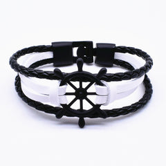 2017 Punk Rudder Anchor Bracelet Men Jewelry Leather Bracelets Bangles for Women Fashion Best Love Navigation Gifts