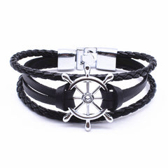 2017 Punk Rudder Anchor Bracelet Men Jewelry Leather Bracelets Bangles for Women Fashion Best Love Navigation Gifts