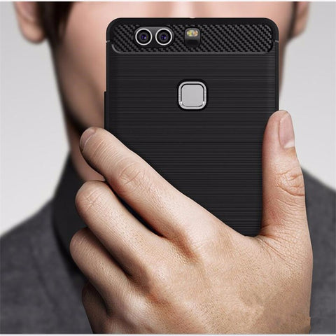 Luxury Shockproof Carbon Fiber Case For Huawei Ascend P9 Case P 9 Rubber Phone Case For Huawei P9 Lite 2016 Back Cover p9 plus