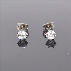 5mm Big Crystal Earrings Anti-allergic G23 Titanium Studs Ear Ring Women Jewelry 6 Color Zircon Choose