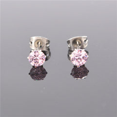 5mm Big Crystal Earrings Anti-allergic G23 Titanium Studs Ear Ring Women Jewelry 6 Color Zircon Choose