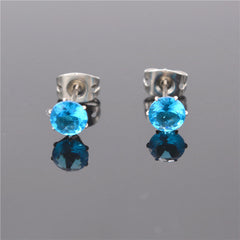 5mm Big Crystal Earrings Anti-allergic G23 Titanium Studs Ear Ring Women Jewelry 6 Color Zircon Choose