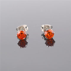 5mm Big Crystal Earrings Anti-allergic G23 Titanium Studs Ear Ring Women Jewelry 6 Color Zircon Choose