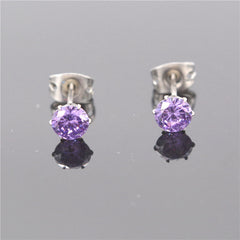 5mm Big Crystal Earrings Anti-allergic G23 Titanium Studs Ear Ring Women Jewelry 6 Color Zircon Choose