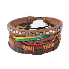 MJARTORIA Multilayer Leather Bracelets For Women Wood Bead Bracelet Men Casual Fashion Braided Punk Rock Unisex Jewelry