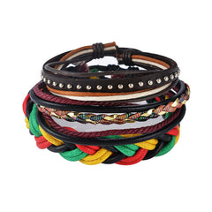 MJARTORIA Multilayer Leather Bracelets For Women Wood Bead Bracelet Men Casual Fashion Braided Punk Rock Unisex Jewelry