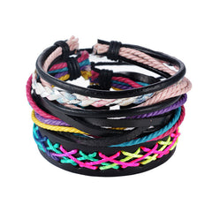 MJARTORIA Multilayer Leather Bracelets For Women Wood Bead Bracelet Men Casual Fashion Braided Punk Rock Unisex Jewelry