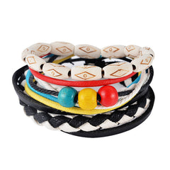 MJARTORIA Multilayer Leather Bracelets For Women Wood Bead Bracelet Men Casual Fashion Braided Punk Rock Unisex Jewelry