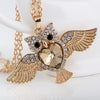 Vintage 4.5x8cm Owl Charms Pendant Necklace Animal Jewelry with Crystal Rhinestone Accessories for Women Jewelry Gift