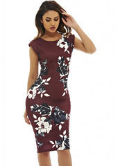 Women Dress Summer Elegant Floral Vestidos Printed Midi Wear To Work Business Casual Dress 1096