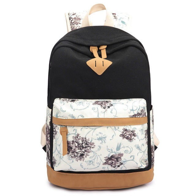 Wilicosh Floral Printing Women School Bag Backpack For Teenage Girls Backpacks Canvas Children Schoolbag Women Book Bags WBS050