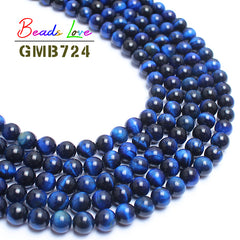 A++ Blue Tiger Eye Round Beads Natural Stone Beads For Jewelry Making  6.8.10.12mm Pick Size 15