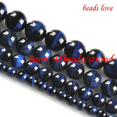 A++ Blue Tiger Eye Round Beads Natural Stone Beads For Jewelry Making  6.8.10.12mm Pick Size 15