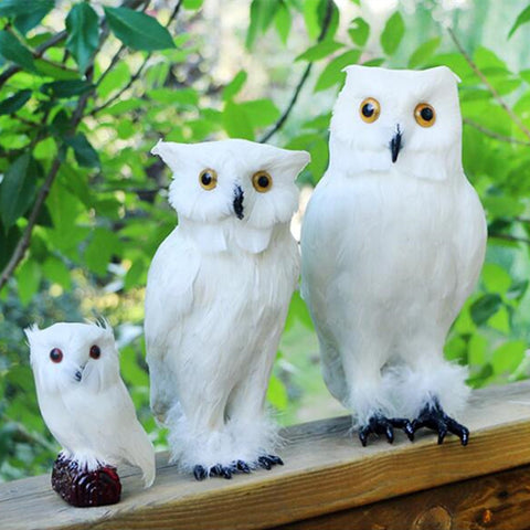 ZILIN NEW! White Simulated Owl / Pet Owl Decor Home Decoration  3 sizes for option