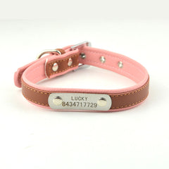 10 Colors 5 Sizes Pet Personalized Collar Soft Leather Laser Free Engraving Pet Name Phone ID Dog Puppy Collars