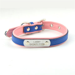 10 Colors 5 Sizes Pet Personalized Collar Soft Leather Laser Free Engraving Pet Name Phone ID Dog Puppy Collars